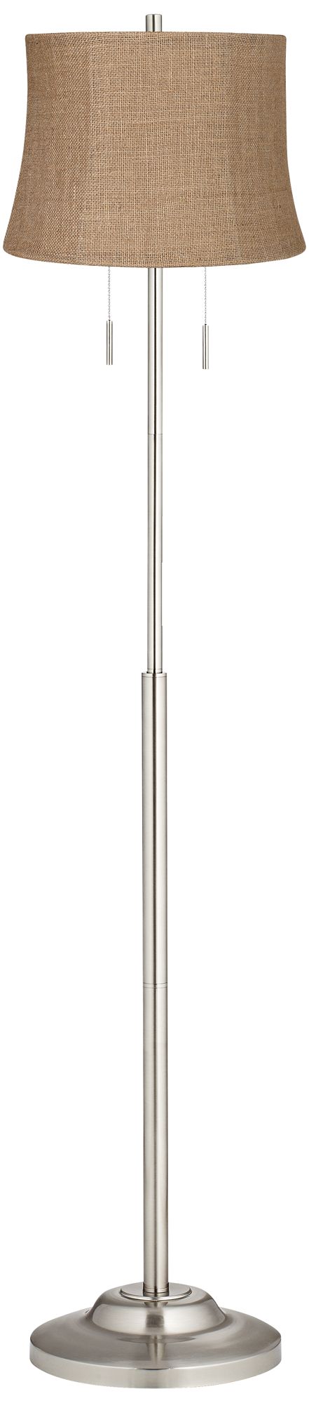 Possini Euro Abba 66" Natural Burlap Twin Pull Chain Floor Lamp