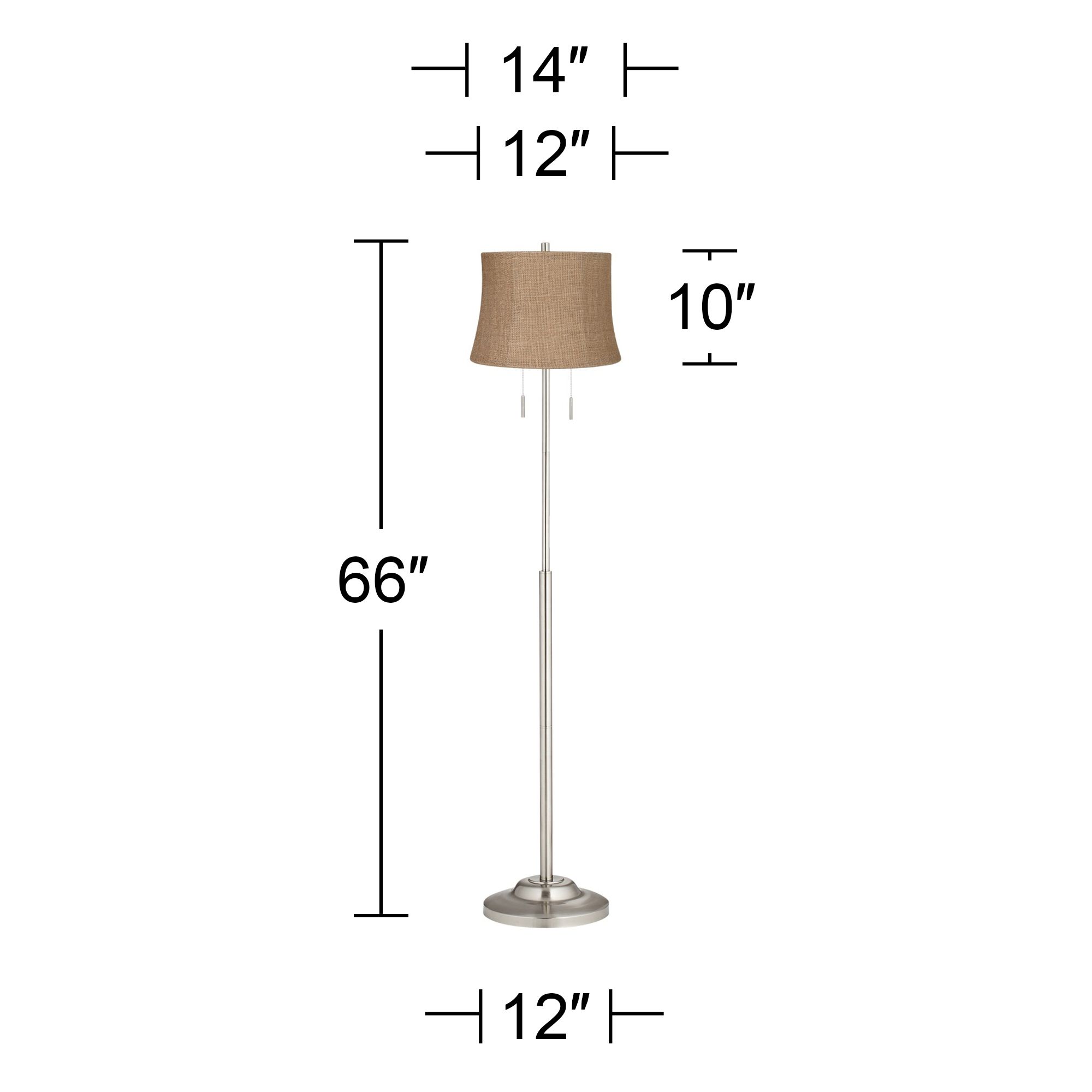 Image 4 Possini Euro Abba 66" Natural Burlap Twin Pull Chain Floor Lamp more views