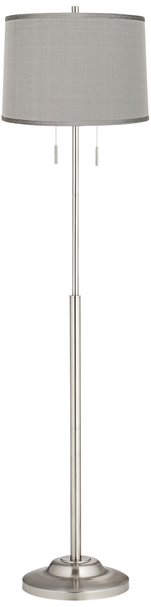 Possini Euro Abba 66" Platinum Gray Shade Twin Pull Chain Floor Lamp