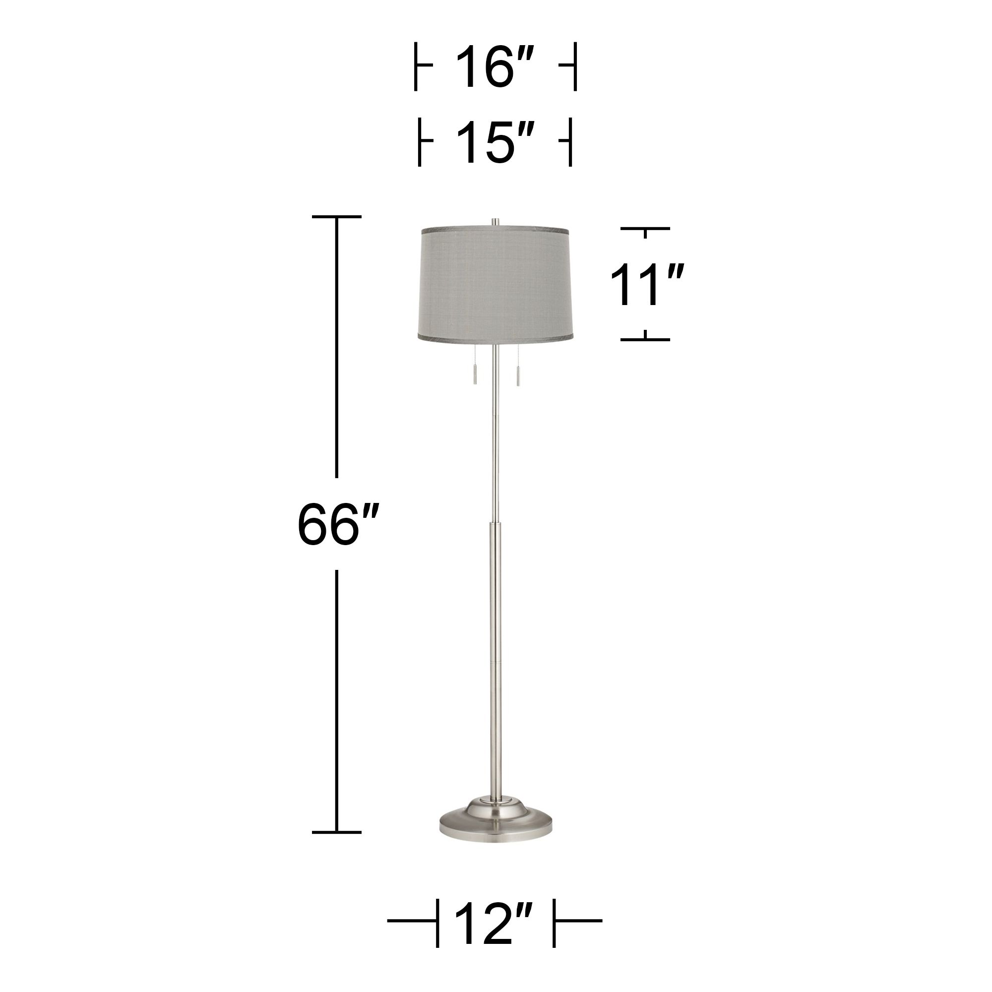 Image 4 Possini Euro Abba 66" Platinum Gray Shade Twin Pull Chain Floor Lamp more views