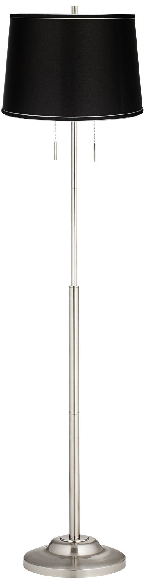 Possini Euro Abba 66" Satin Black and Nickel Pull Chain Floor Lamp