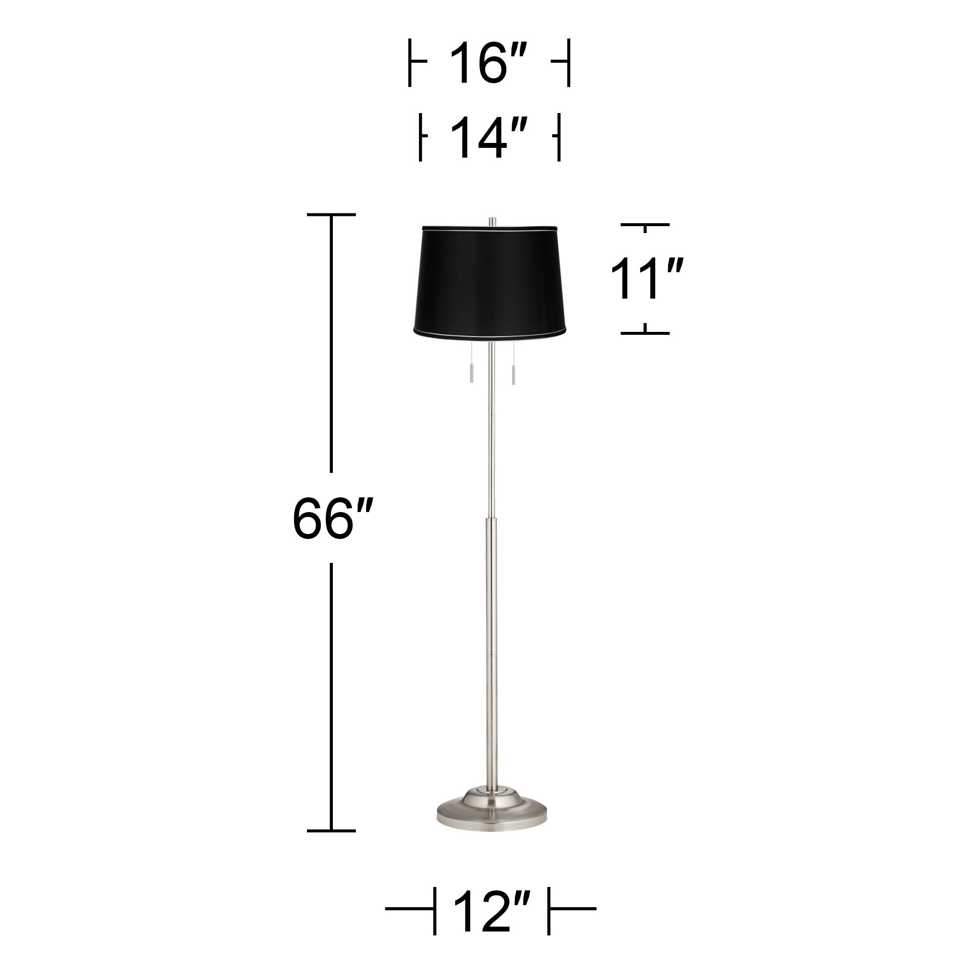 Image 4 Possini Euro Abba 66" Satin Black and Nickel Pull Chain Floor Lamp more views