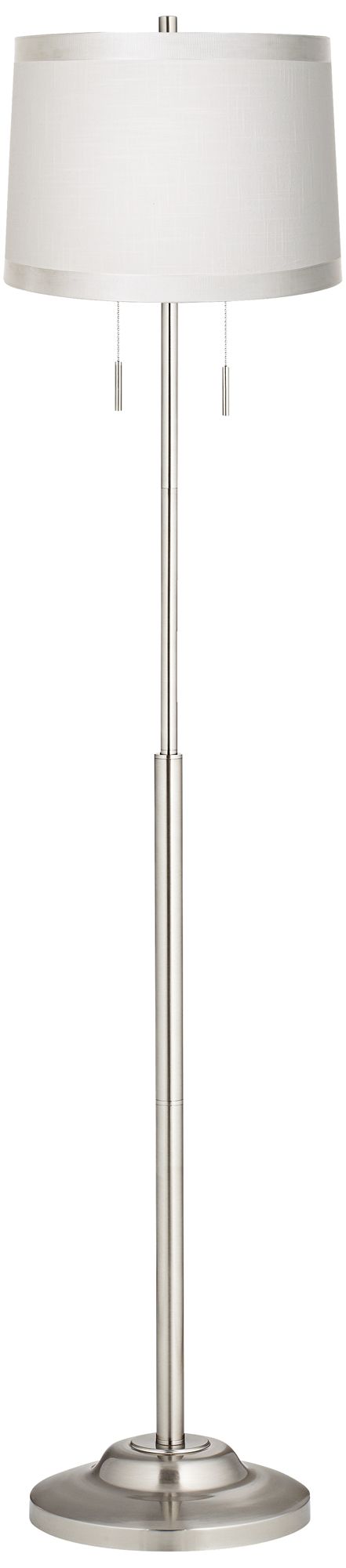 Possini Euro Abba 66" White Drum Shade Brushed Nickel Floor Lamp