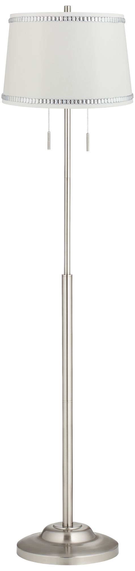 Possini Euro Abba 66" White Drum Shade Brushed Nickel Floor Lamp