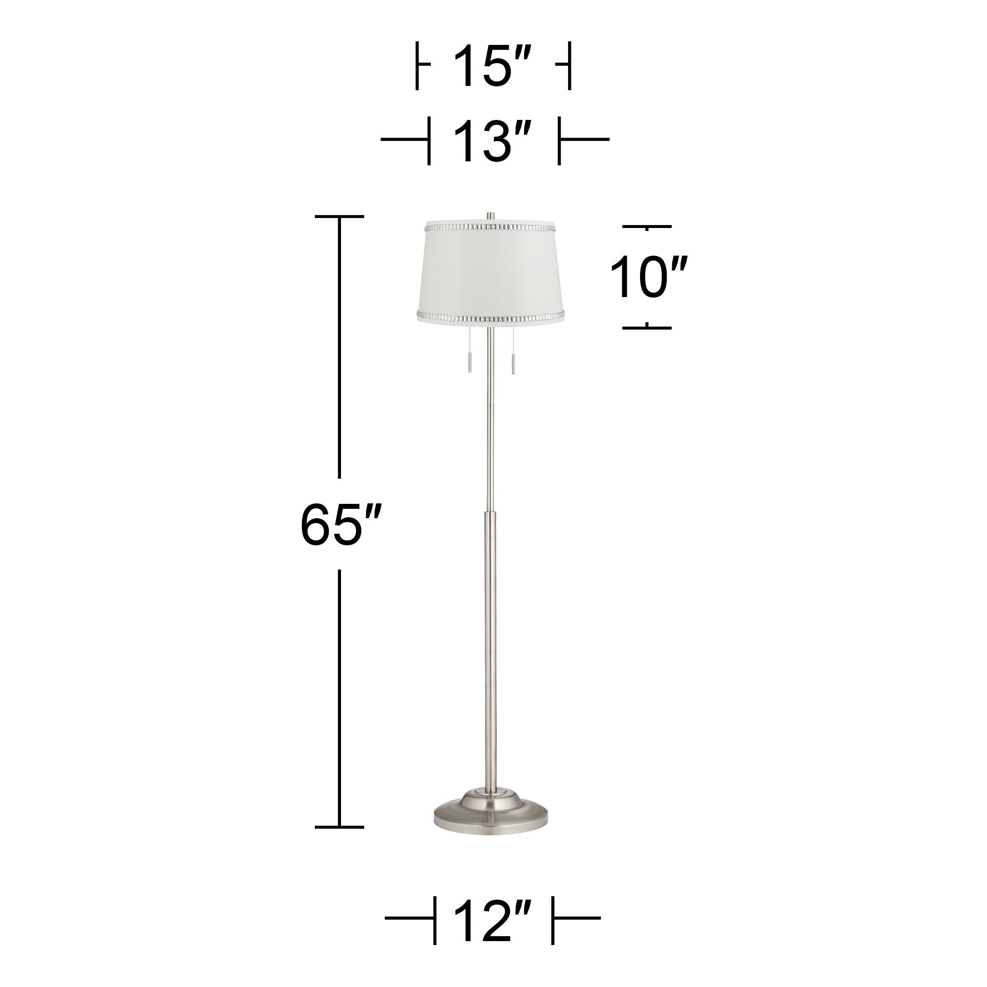 Image 5 Possini Euro Abba 66" White Drum Shade Brushed Nickel Floor Lamp more views