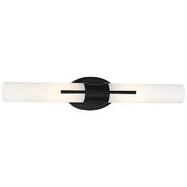 Image2 of Possini Euro Abron 24" Wide Black Glass Tube LED Bath Bar Light