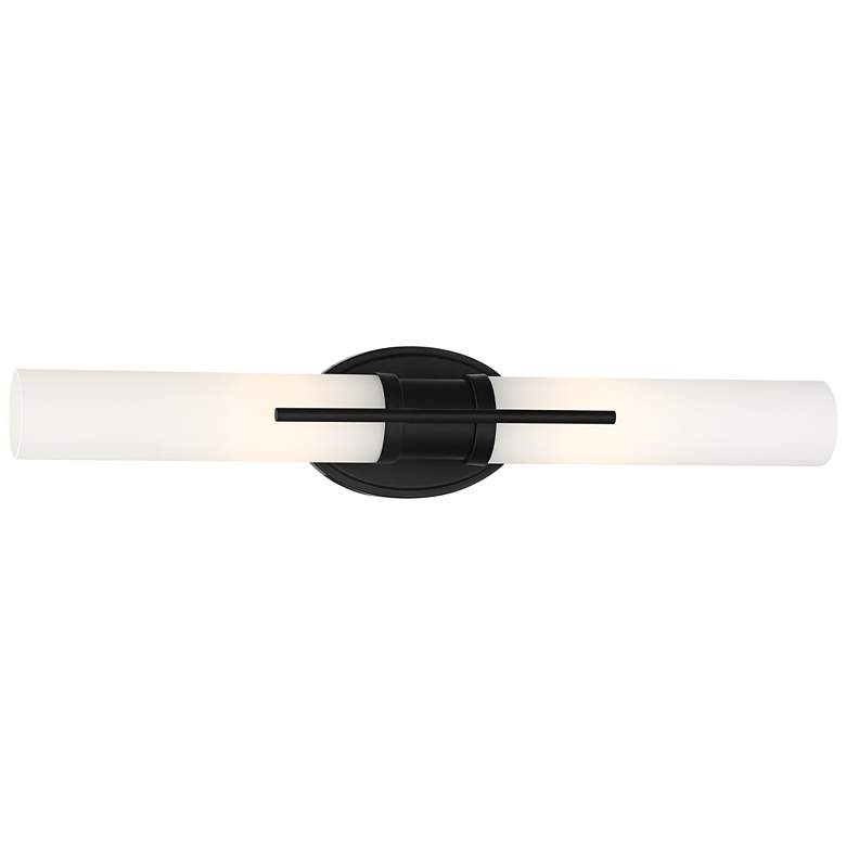 Image 2 Possini Euro Abron 24 inch Wide Black Glass Tube LED Bath Bar Light