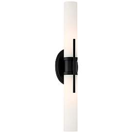 Image3 of Possini Euro Abron 24" Wide Black Glass Tube LED Bath Bar Light more views