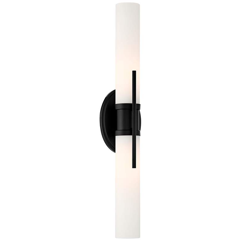 Image 3 Possini Euro Abron 24 inch Wide Black Glass Tube LED Bath Bar Light more views