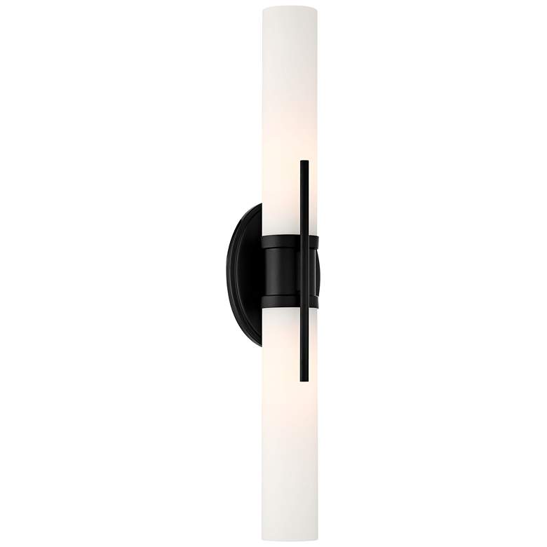 Image 3 Possini Euro Abron 24" Wide Black Glass Tube LED Bath Bar Light more views