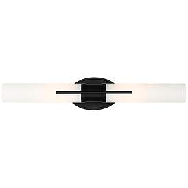 Image5 of Possini Euro Abron 24" Wide Black Glass Tube LED Bath Bar Light more views