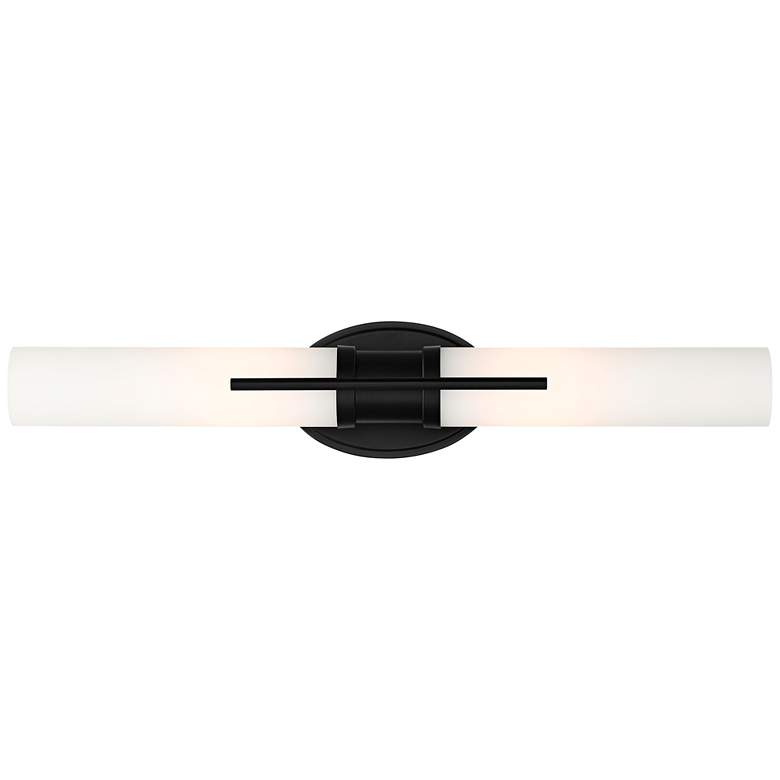 Image 5 Possini Euro Abron 24 inch Wide Black Glass Tube LED Bath Bar Light more views