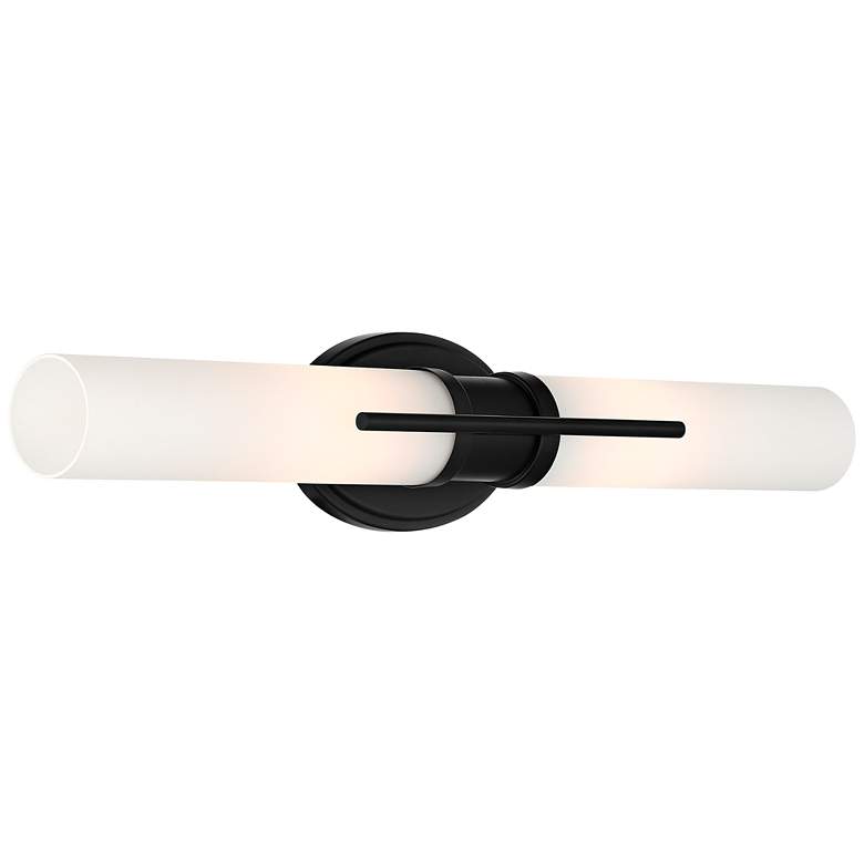 Image 7 Possini Euro Abron 24" Wide Black Glass Tube LED Bath Bar Light more views