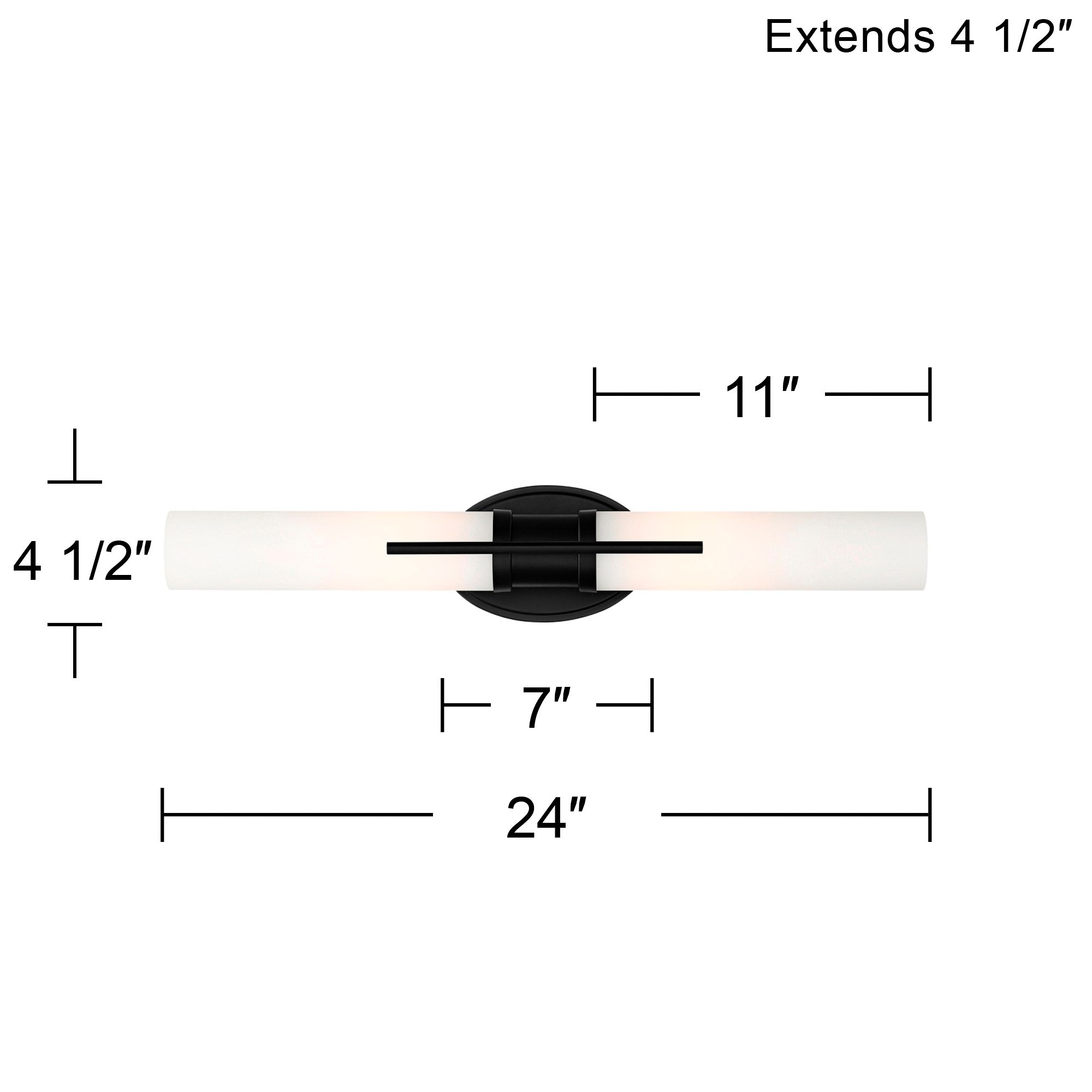 Possini Euro Abron 24" Wide Black Glass Tube LED Bath Bar Light