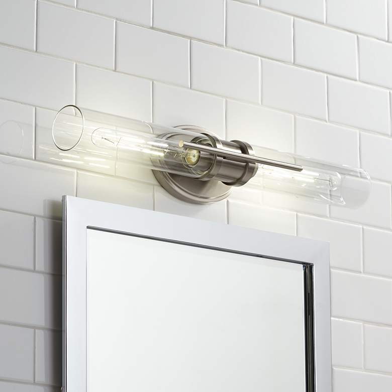 Image 1 Possini Euro Abron 24" Wide Glass and Brushed Nickel LED Bath Bar