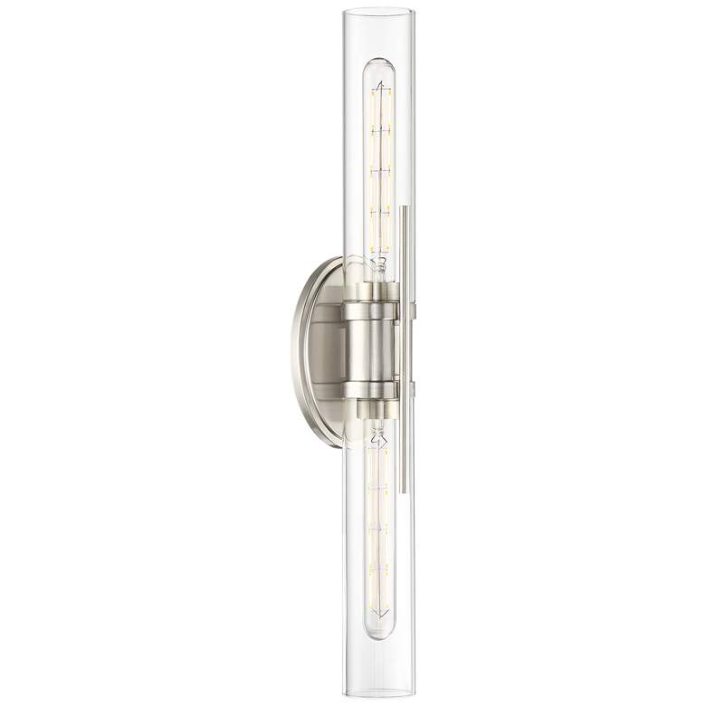 Image 7 Possini Euro Abron 24 inch Wide Glass and Brushed Nickel LED Bath Bar more views