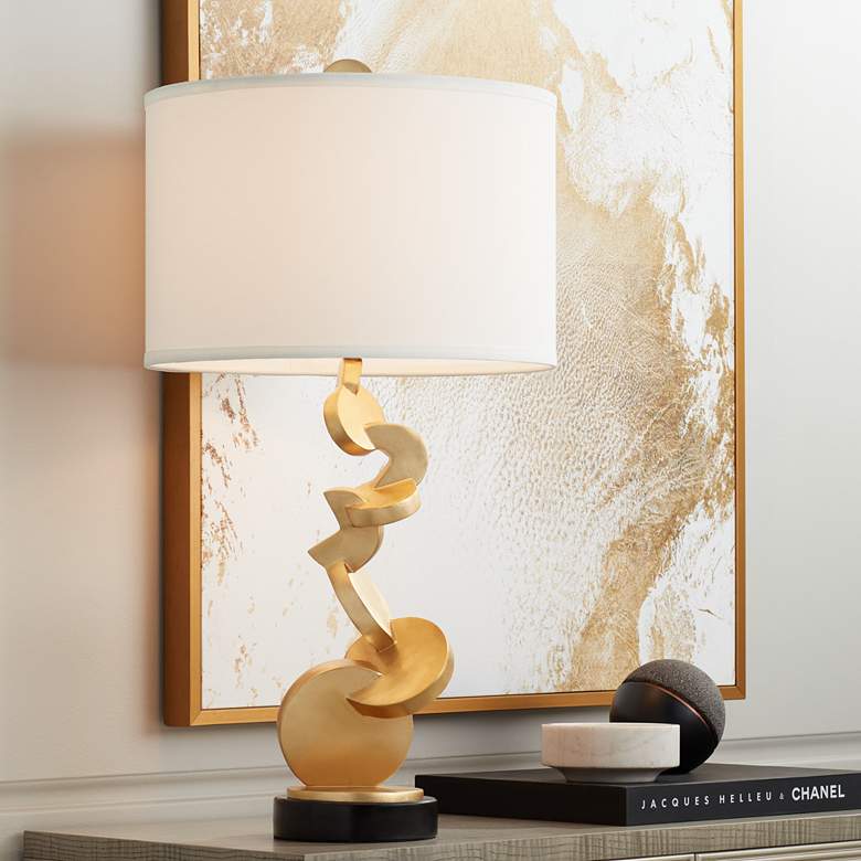 Image 1 Possini Euro Abstract 28 3/4" Gold Modern Sculpture Table Lamp