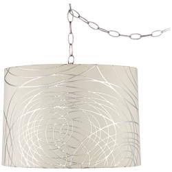 Possini Euro Abstract Silver Circles 16&quot; Wide Plug-In Swag Chandelier