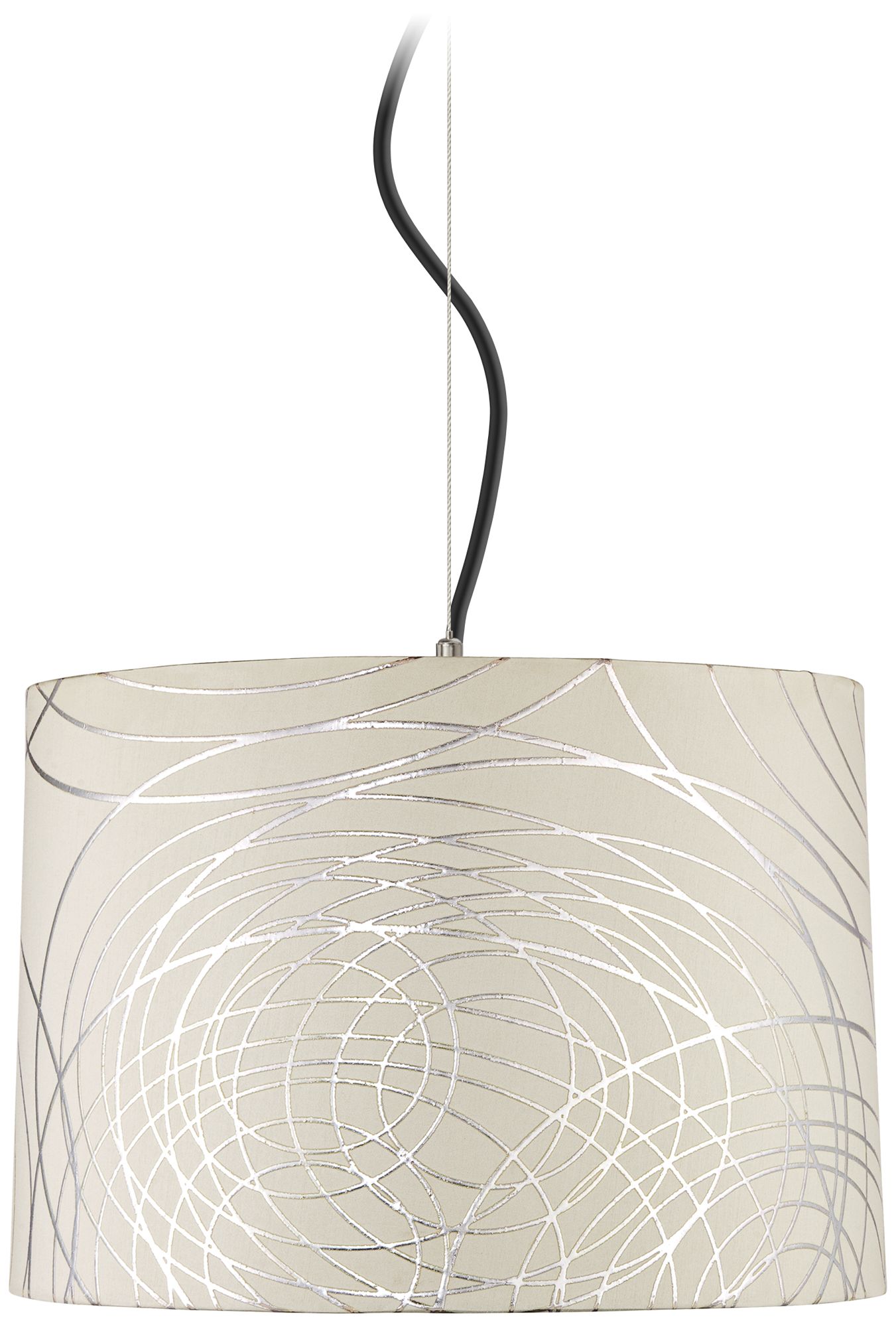 Possini Euro Abstract Silver Circles 16" Wide Shade Pendant Light