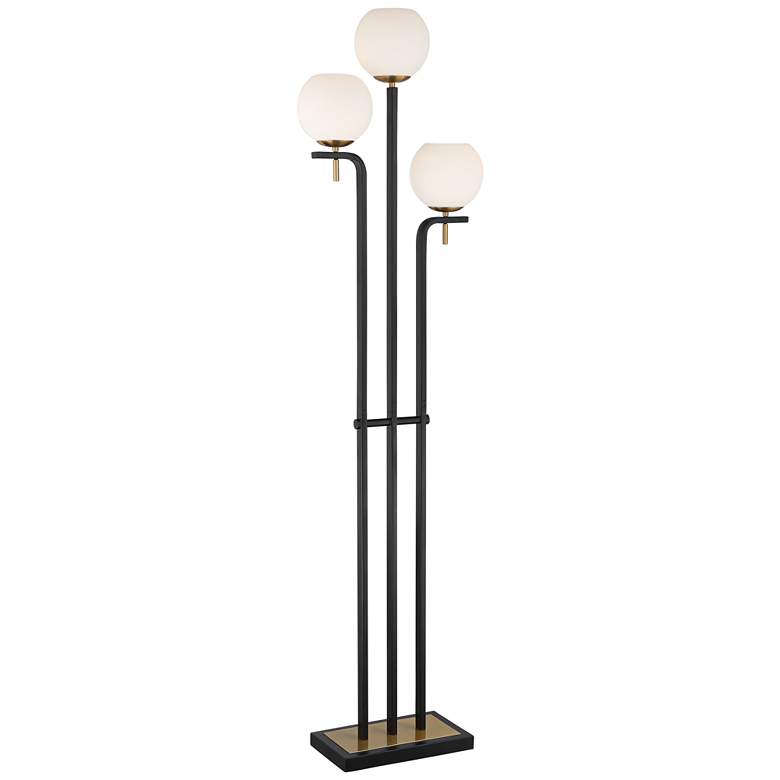 Image 2 Possini Euro Acadia 71 inch Black and Warm Gold 3-Light Floor Lamp