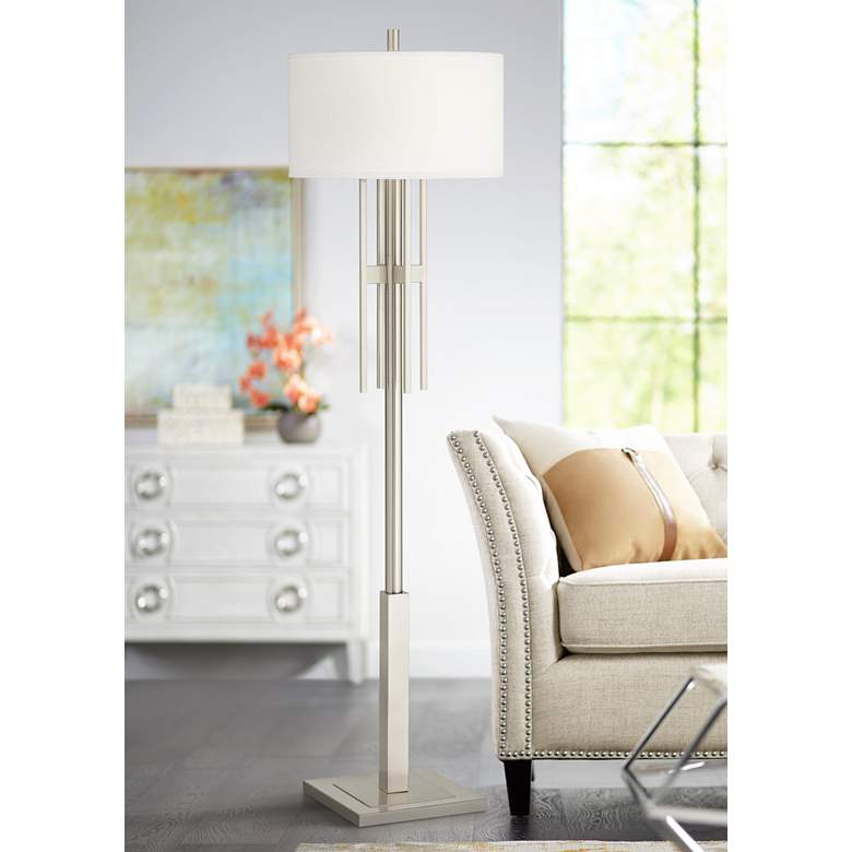 Image 1 Possini Euro Acadia Brushed Nickel Floor Lamp