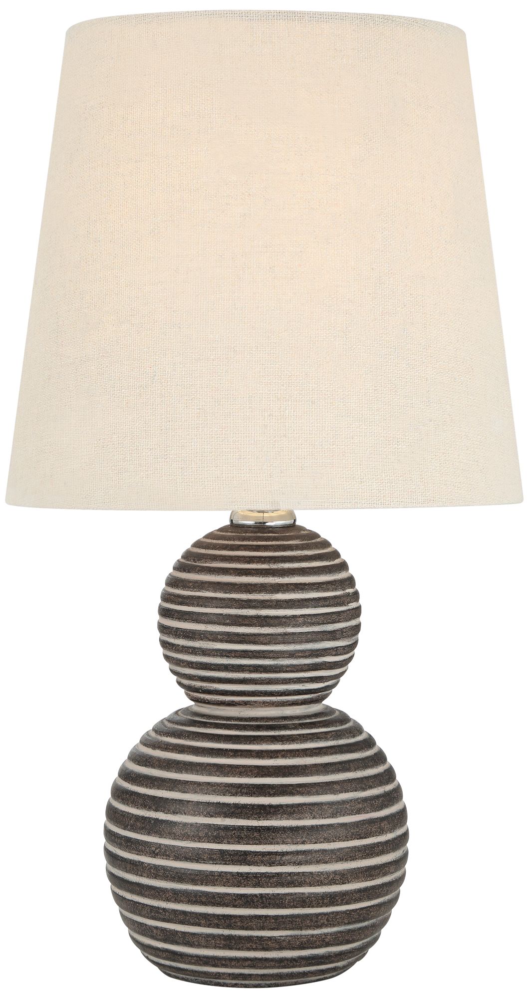 Possini Euro Accara 14" High Brown White Stripe Table Lamp Set of 2