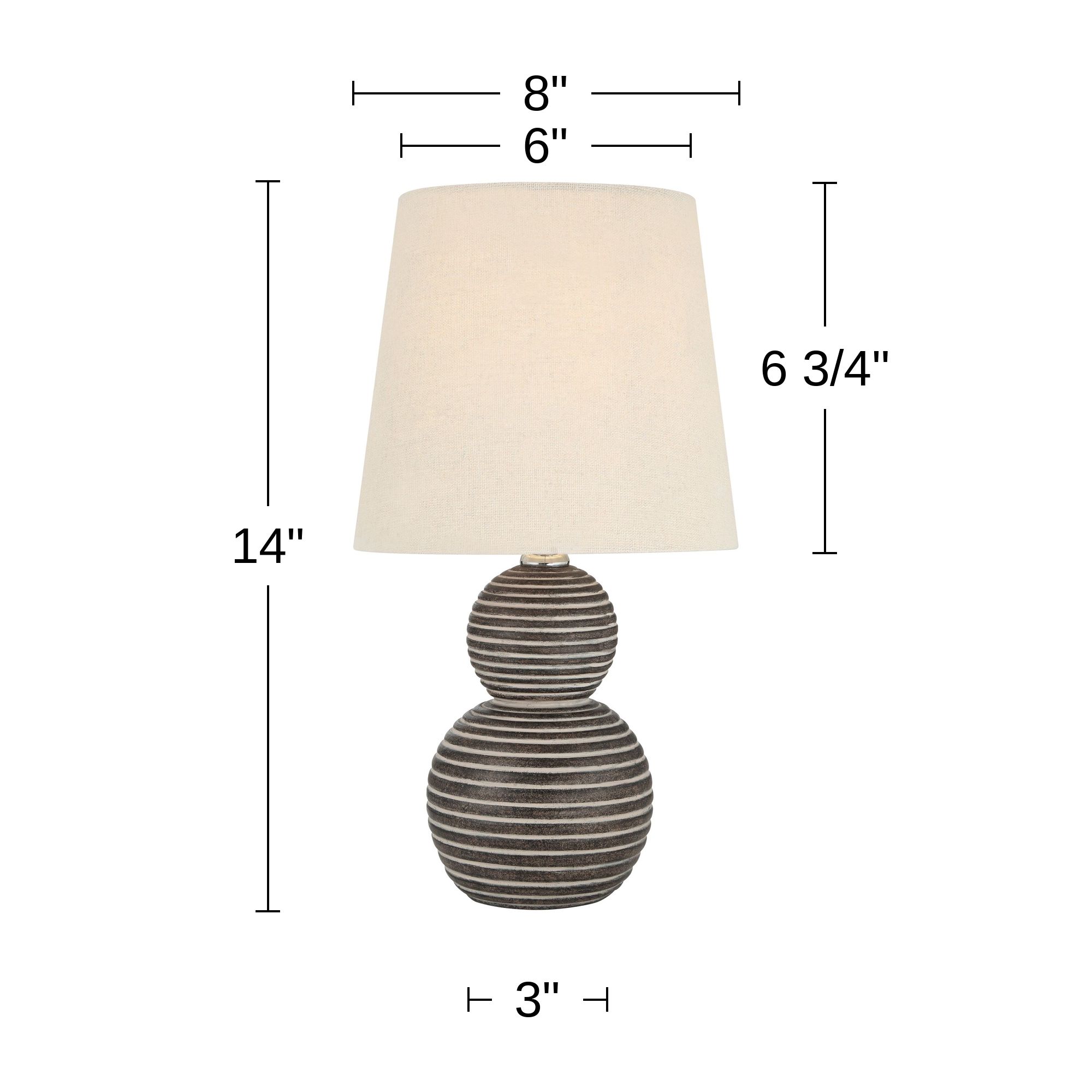 Possini Euro Accara 14" High Brown White Stripe Table Lamp Set of 2