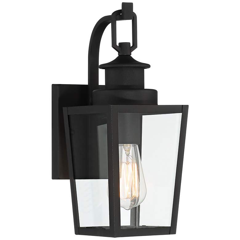 Image 2 Possini Euro Ackerly 14 inch Textured Black Outdoor Lantern Wall Light