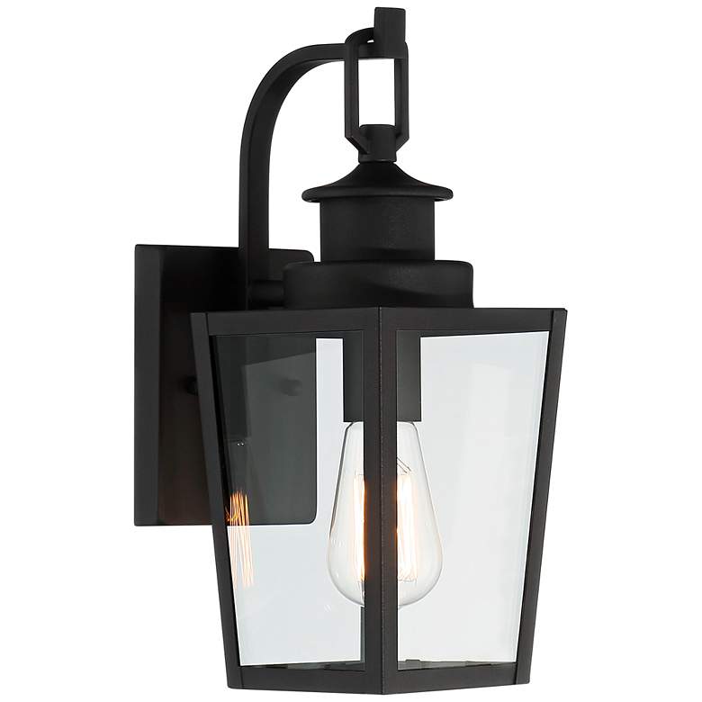 Image 7 Possini Euro Ackerly 14 inch Textured Black Outdoor Lantern Wall Light more views