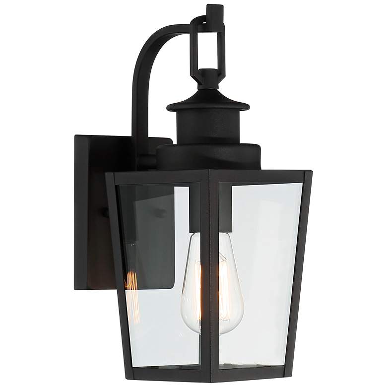 Image 7 Possini Euro Ackerly 14" Textured Black Outdoor Lantern Wall Light more views