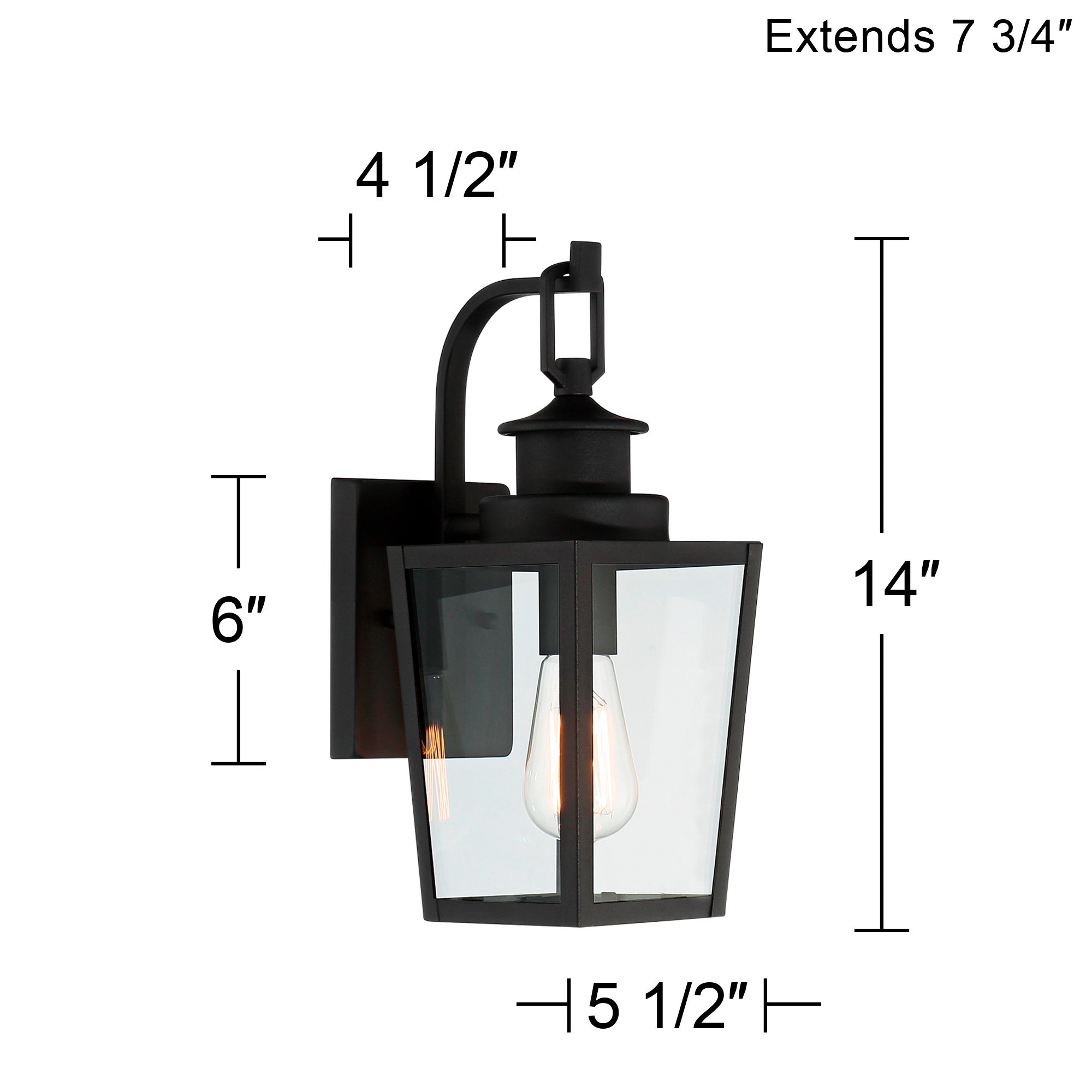 Possini Euro Ackerly 14" Textured Black Outdoor Lantern Wall Light
