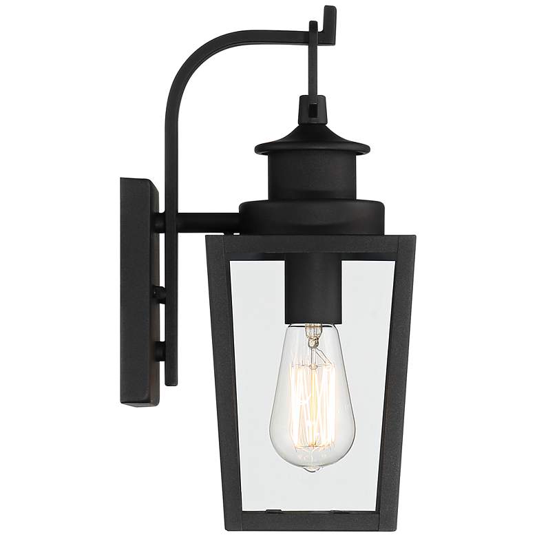 Image 7 Possini Euro Ackerly 14"H Black Outdoor Lantern Wall Light Set of 2 more views