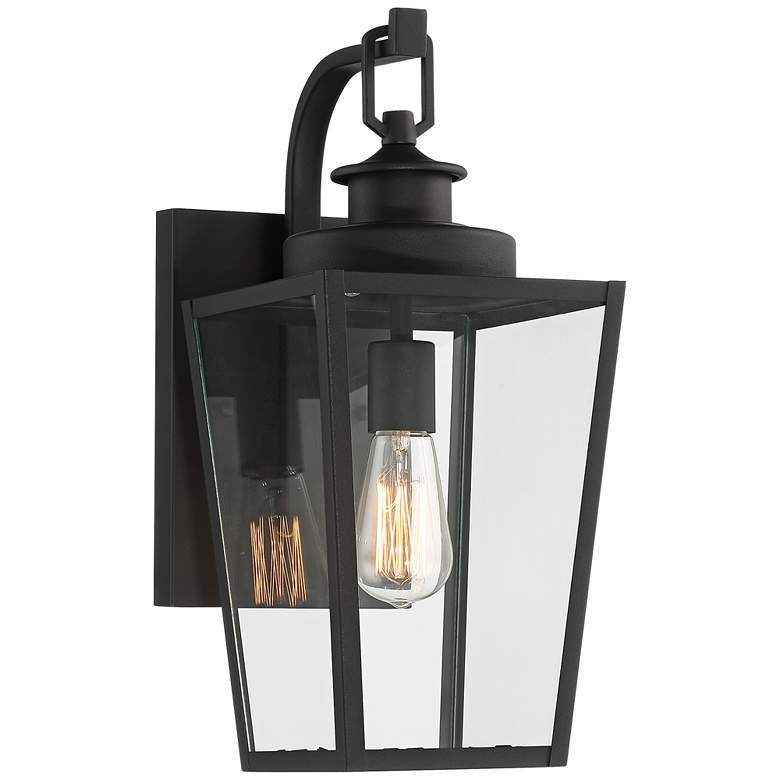 Image 2 Possini Euro Ackerly 17 1/4" High Textured Black Outdoor Wall Light