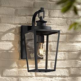 Image1 of Possini Euro Ackerly 17 1/4" High Textured Black Outdoor Wall Light