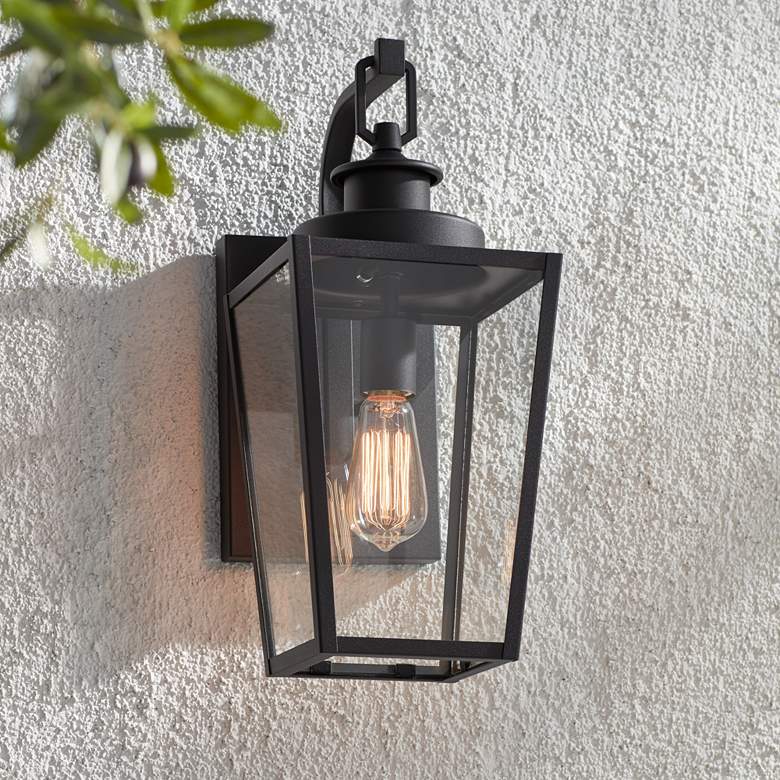 Image 7 Possini Euro Ackerly 17 1/4" High Textured Black Outdoor Wall Light more views