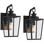 2_Possini Euro Ackerly 17 1/4"H Black Outdoor Wall Light Set of 2