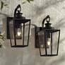 1_Possini Euro Ackerly 17 1/4"H Black Outdoor Wall Light Set of 2