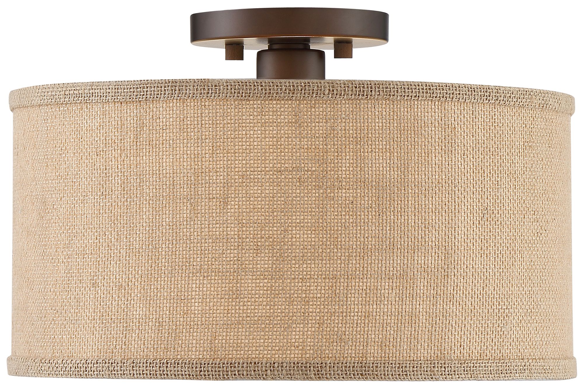 Image 4 Possini Euro Adams Burlap Drum Shade Ceiling Lights Set of 2 more views