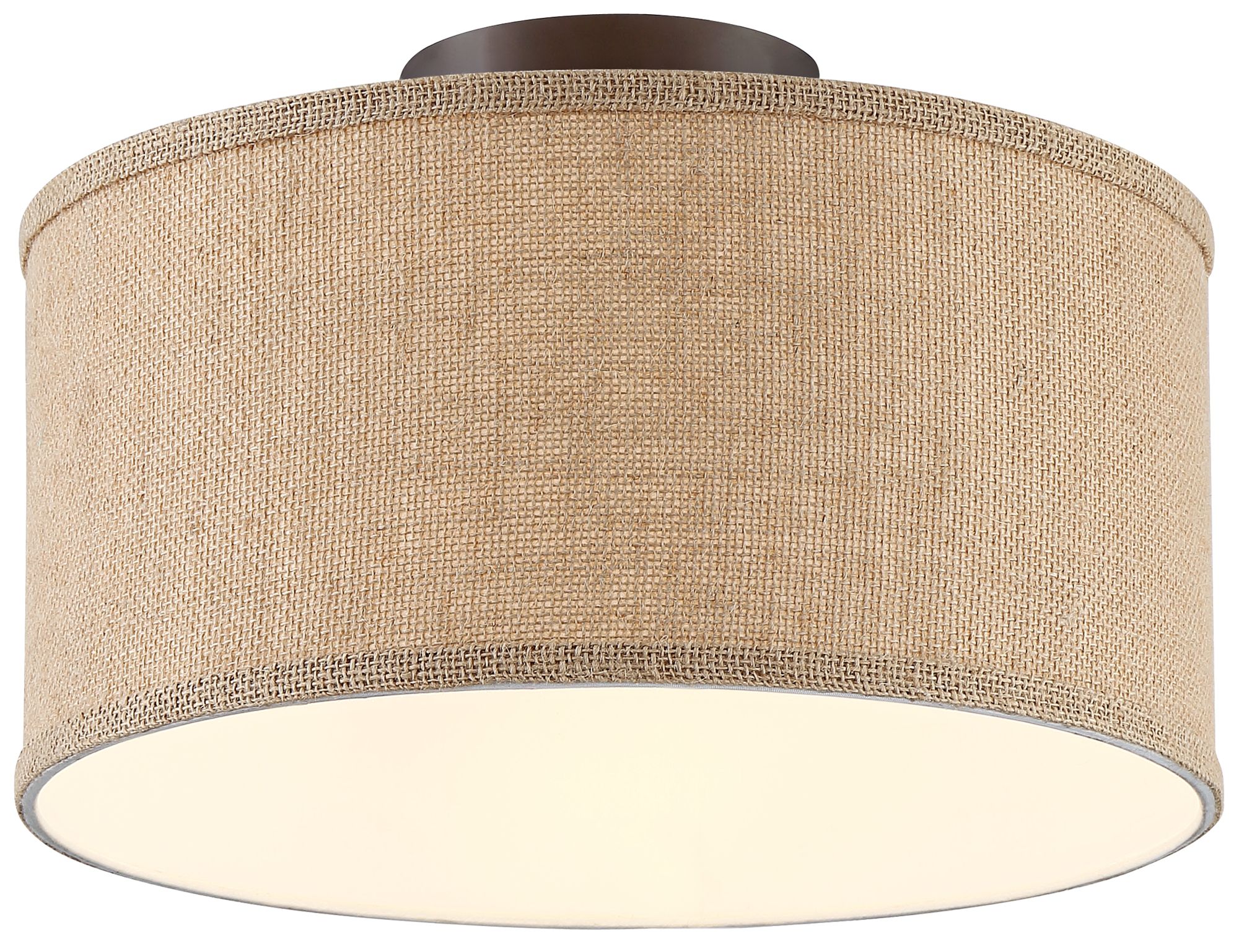Image 5 Possini Euro Adams Burlap Drum Shade Ceiling Lights Set of 2 more views