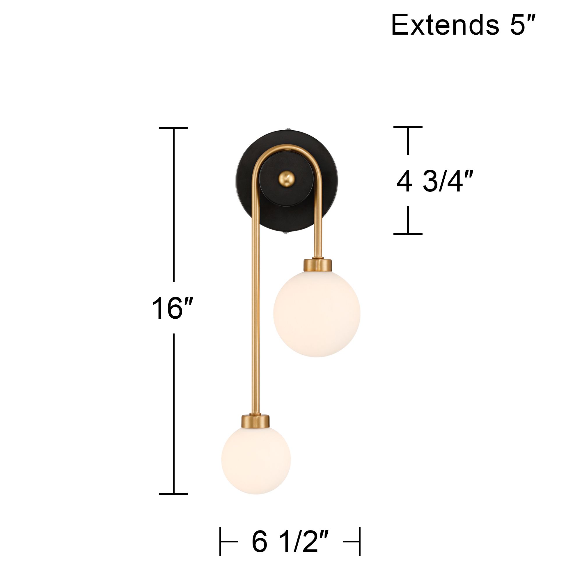 Possini Euro Adelia 16"H Black and Brass 2-Light Wall Sconce Set of 2