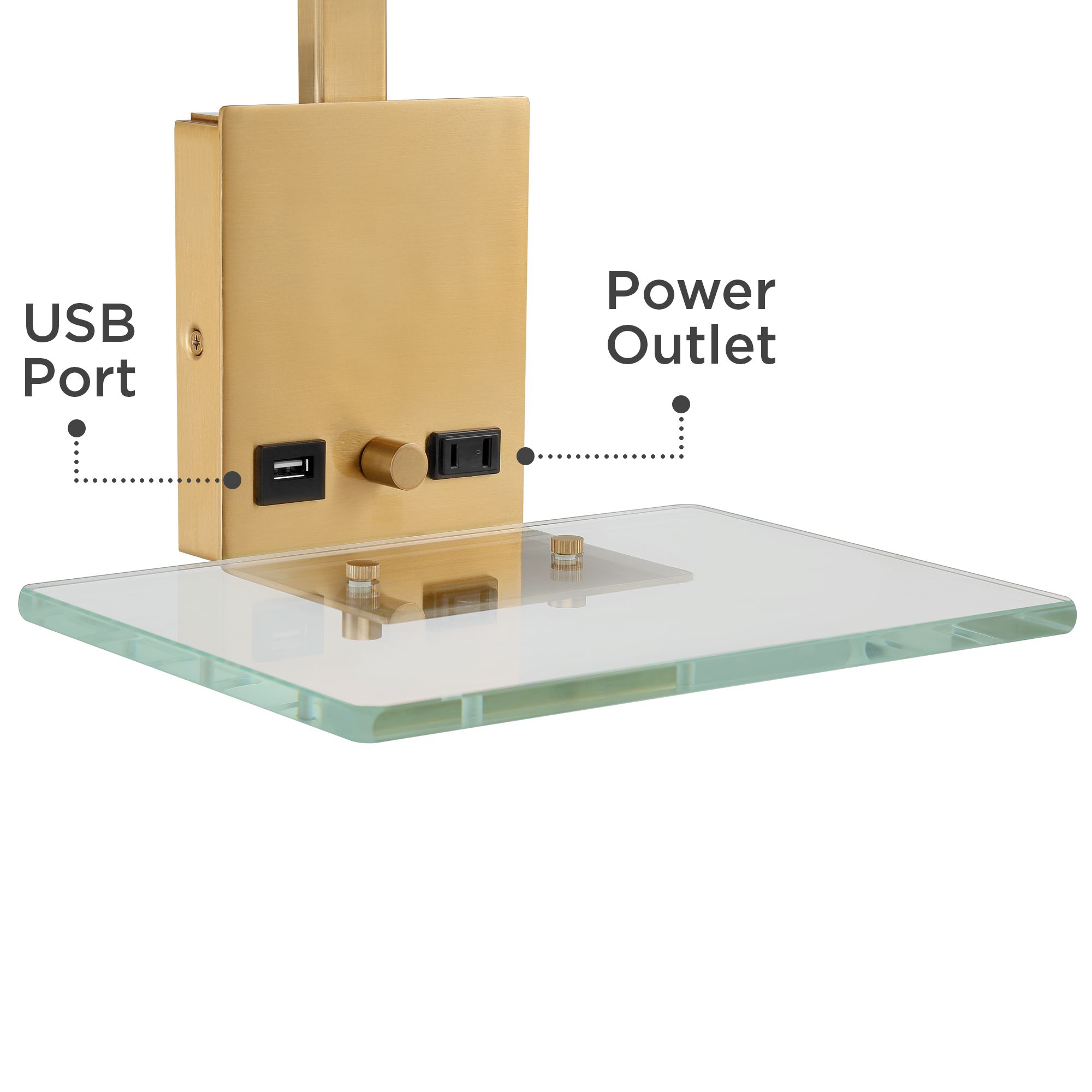 Image 5 Possini Euro Adelle Plug-In Wall Lamp Shelf with USB Port and Outlet more views