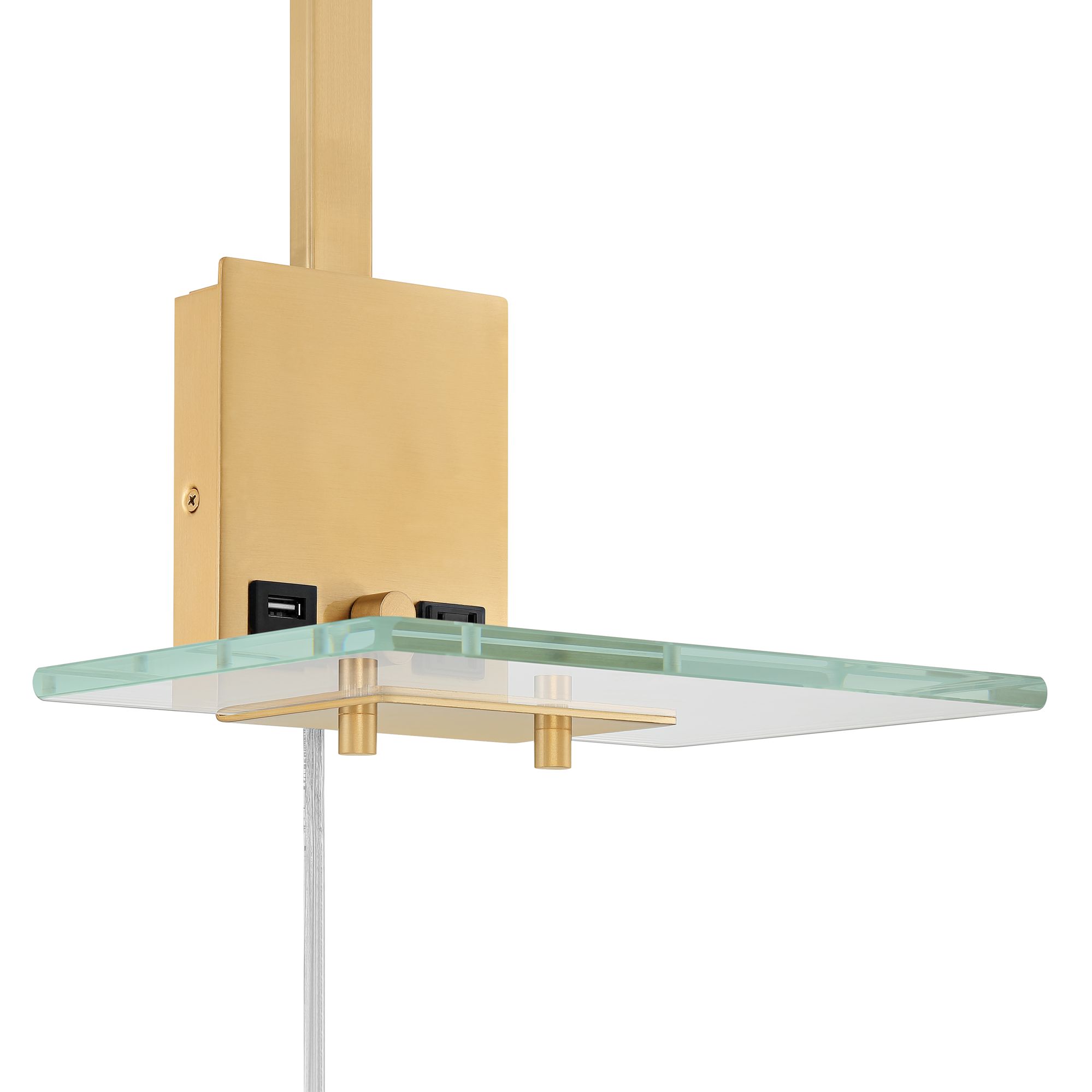 Image 6 Possini Euro Adelle Plug-In Wall Lamp Shelf with USB Port and Outlet more views