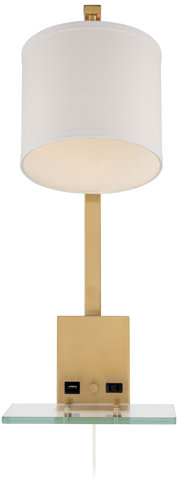 Watch A Video About the Adelle Plug In Wall Lamps Shelf with USB Ports and Outlets