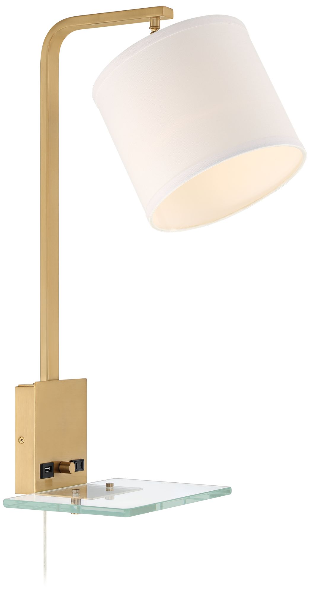 Watch A Video About the Adelle Plug In Wall Lamps Shelf with USB Ports and Outlets