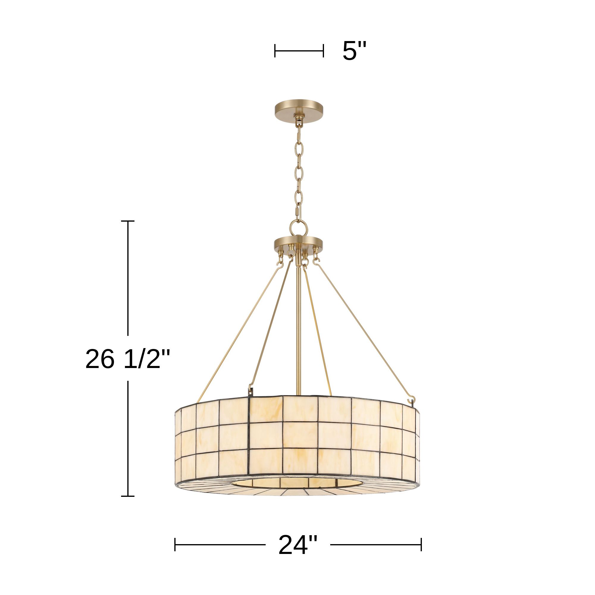 Possini Euro Aden 24"W Warm Gold Tiffany Glass 5-Light Pendant Light in scene