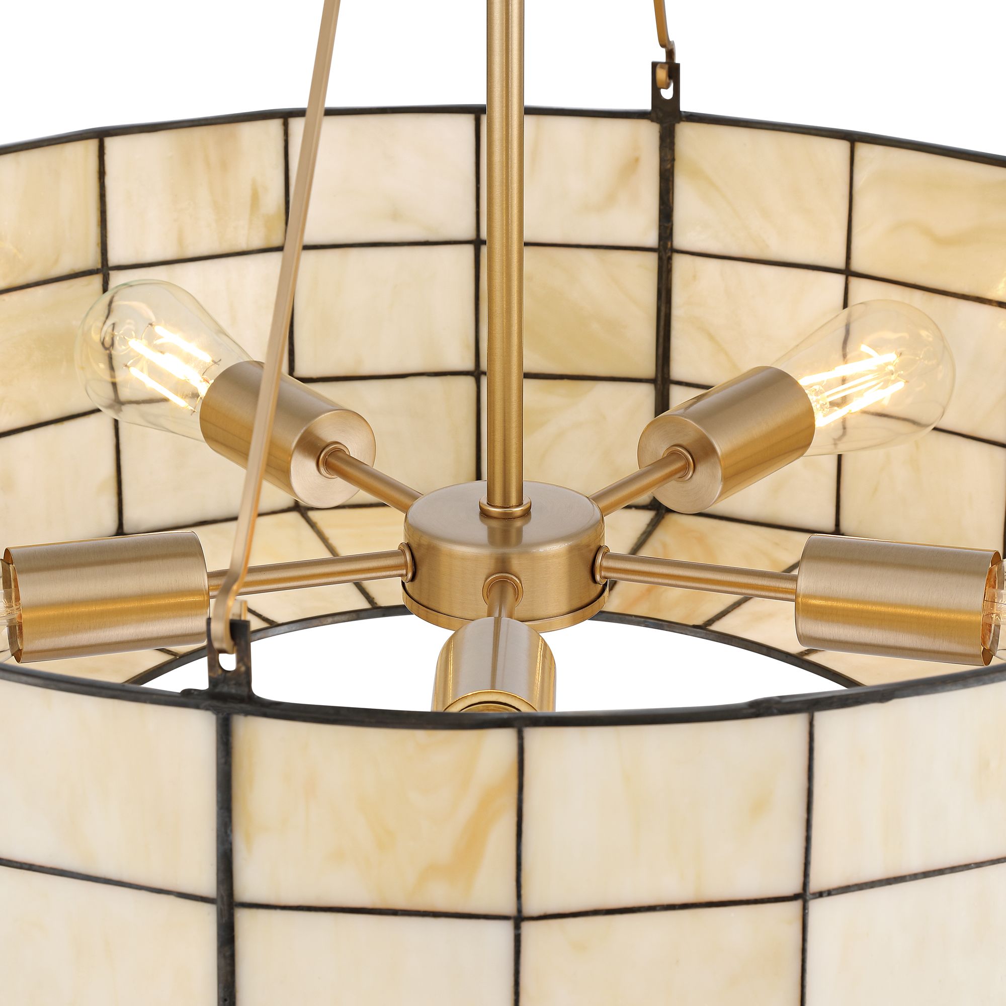 Image 7 Possini Euro Aden 24"W Warm Gold Tiffany Glass 5-Light Pendant Light more views