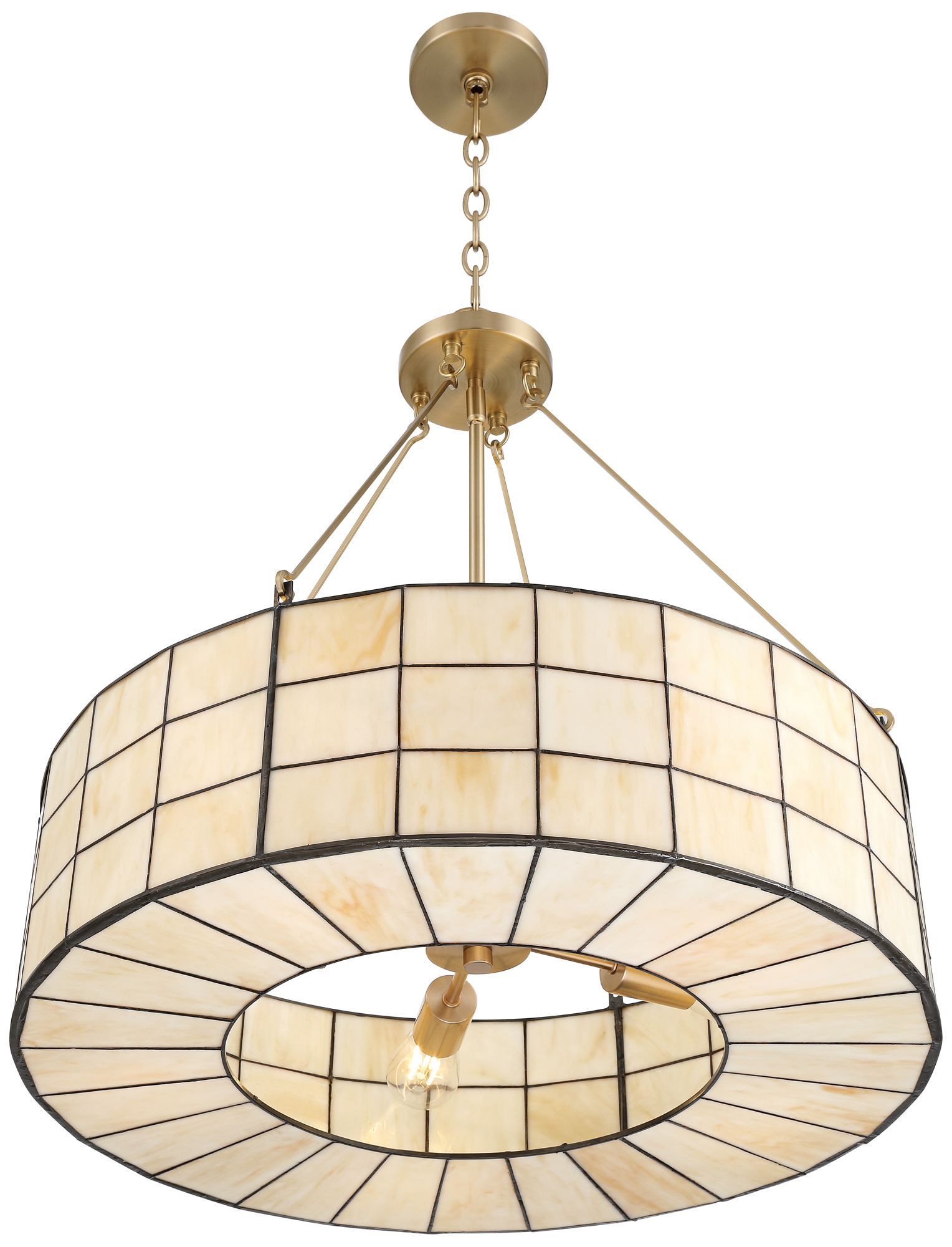 Possini Euro Aden 24"W Warm Gold Tiffany Glass 5-Light Pendant Light in scene
