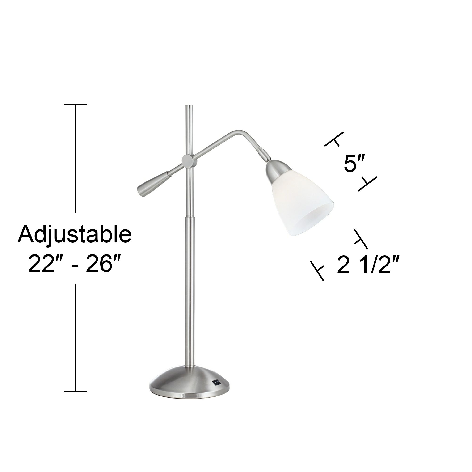 Image 4 Possini Euro Adjustable Height Modern Brushed Nickel Table Lamp more views