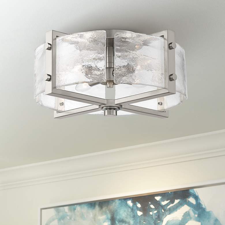 Image 1 Possini Euro Adri 16 3/4" Wide Brushed Nickel Ceiling Light