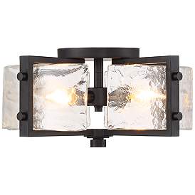 Image4 of Possini Euro Adri 16 3/4" Wide Handcrafted Glass Rustic Ceiling Light more views